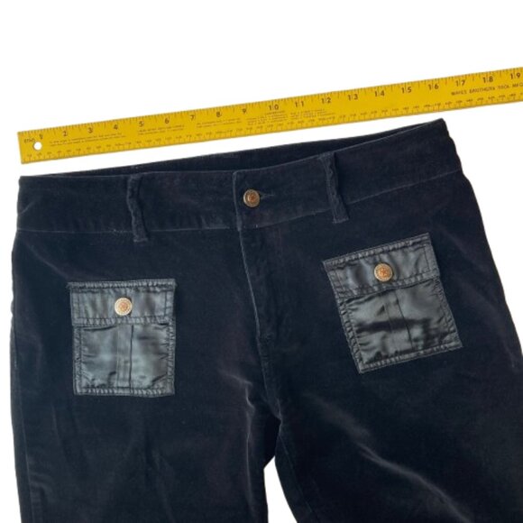 VTG American Flavor Velvet Pocket Detail Flare Jean Y2K 90s Women's 11/12 Black - Picture 9 of 14